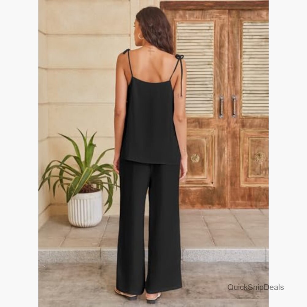 Polyester Lounge Set with Spaghetti Strap Top and… - image 4